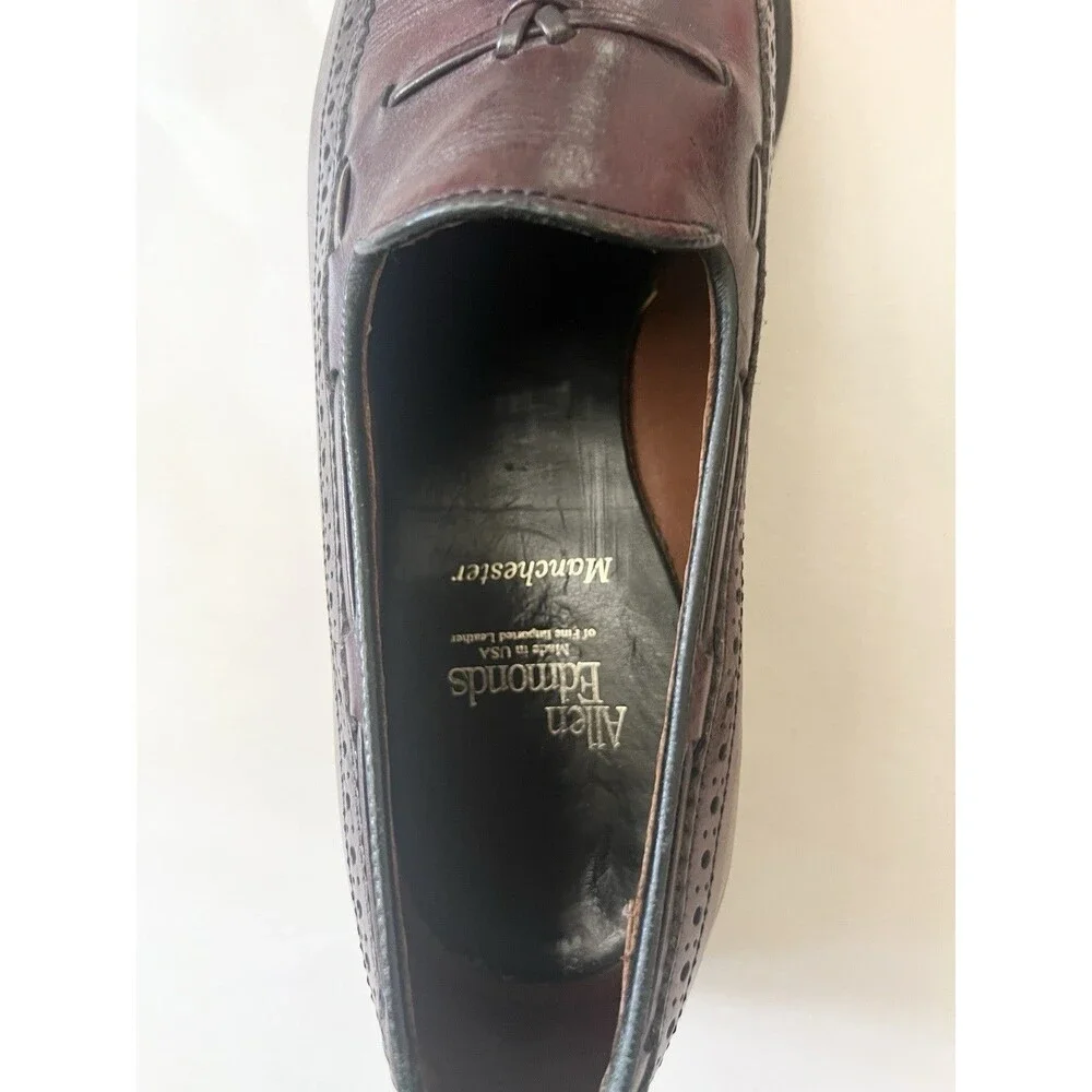 Allen Edmonds Manchester Wingtip Tassel Loafers Mens Size 7.5 D Burgundy USA EUC